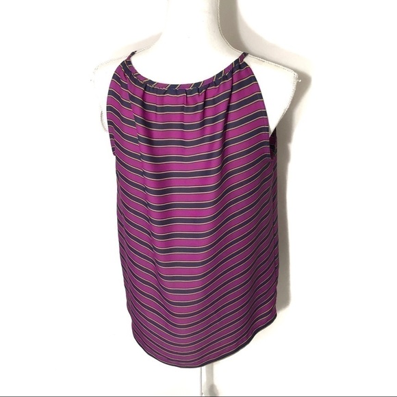 Loft Sleeveless Top Small Purple Striped Blue - Picture 4 of 6